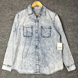 NEW A.n.a. A New Approach Denim Shirt Button‎ Up Women's Size Small Cotton